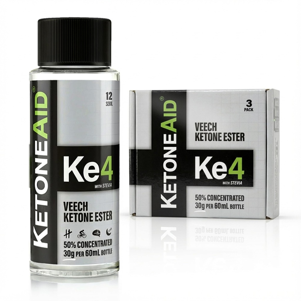 KetoneAid Ke4 Concentrado Ketone Ester Não é um sal de cetona, Sem açúcar, Sem cafeína