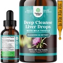Deep Liver Cleanse, Detox & Repair with Milk Thistle Liquid Drops - Liver Detox Liquid Alcachofra Extract with Dandelion Leaf, Ginger & Curcumin para Imunidade e Limpeza Diária - 2Fl OZ
