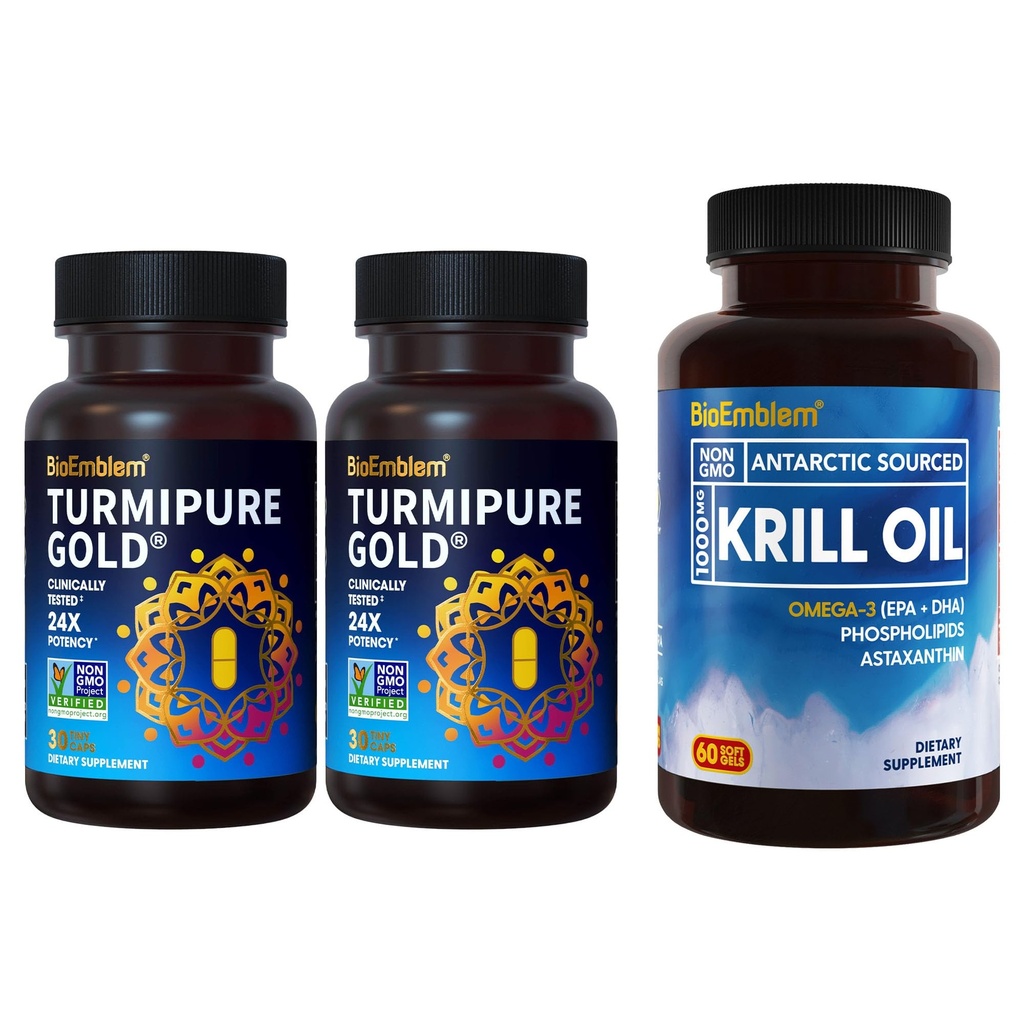 BioEmblem Curcumina Turmérica com Clinicamente Estudioso TurmiPure Antárctico Krill Oil Supplement