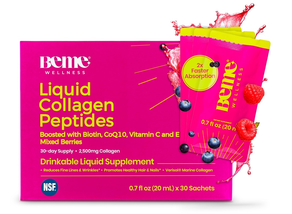 Colágeno Líquido BeMe para Mulheres - 2500mg Verisol hidrolisado Marine Colágeno Líquido - Clinicamente Testado Suplementos de Colágeno - Absorção rápida, alta biodisponibilidade - Suporta pele, cabelo e unhas