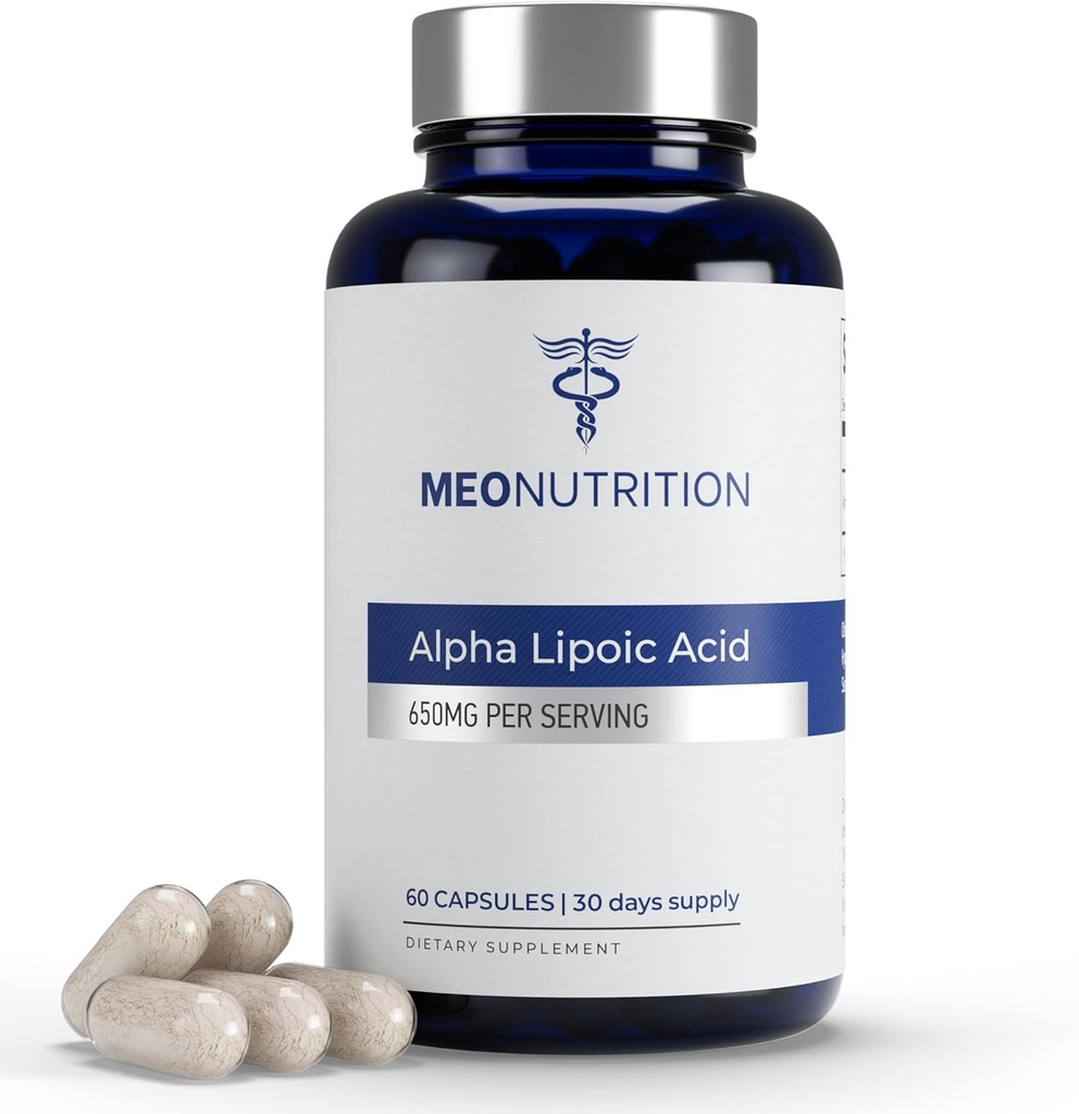 Ácido Alfa Lipóico 650mg – 60 Cápsulas Não-GMO, Gluten-Free, GMP Certified □ Suporta Antioxidante Saúde e Bem-Estar Metabólico □ Made in USA