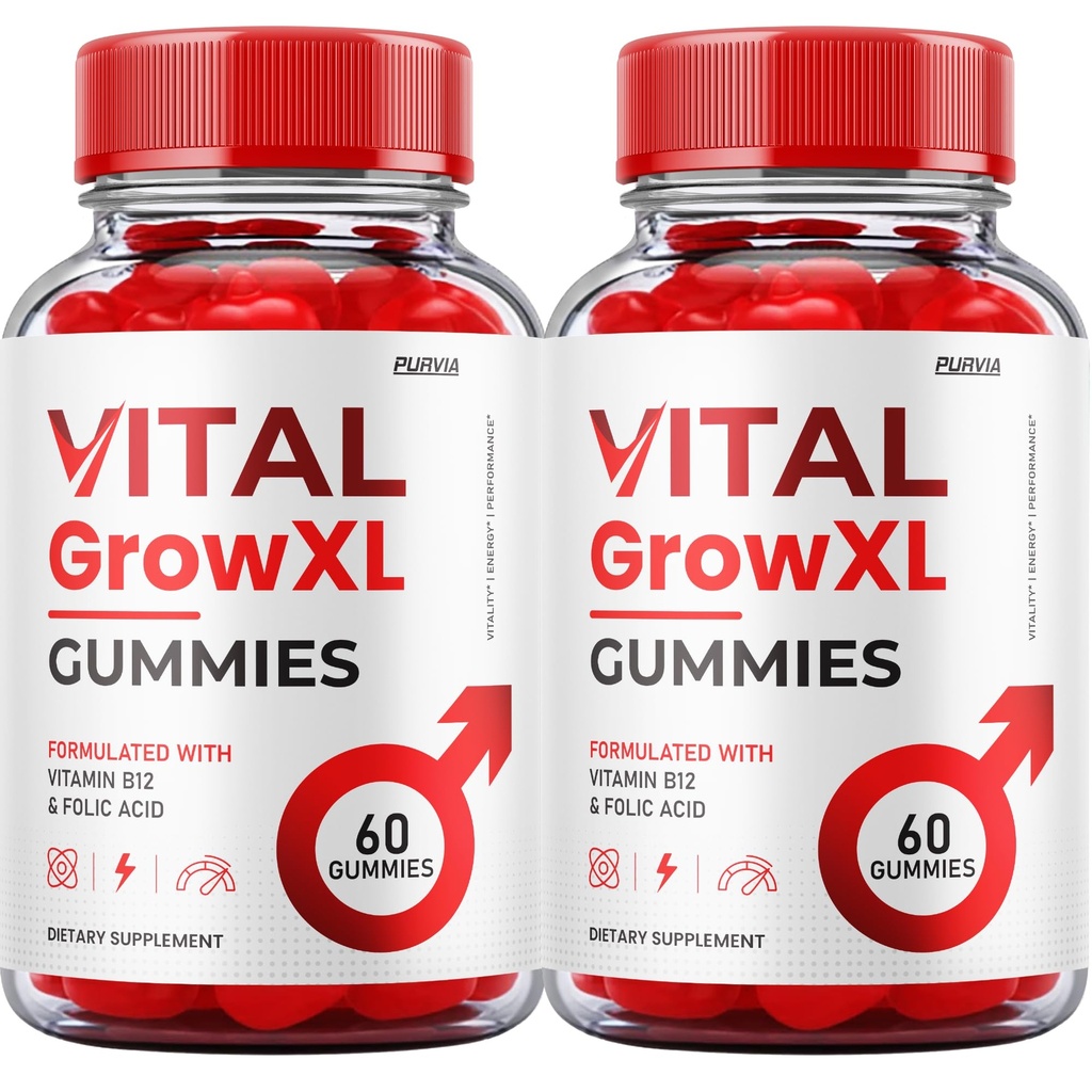 (2 Pack) Vital Grow XL Gummies - Fórmula Oficial - Vial Grow XL Advanced Strength Formula, Vital Grow XL Reviews, Global Health Support 1000mg Suplemento máximo de bem-estar (120 Gummies)