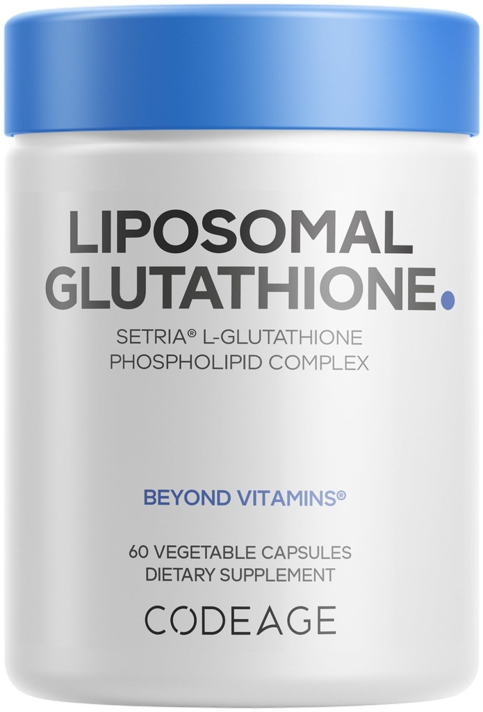 Codeage Suplemento de Glutationa lipossómica - Pure Reduced Setria L-Glutationa, Entrega lipossómica, Complexo fosfolipídio - Encapsulado Pílulas de Glutationa em pó - Vegan, Não-GMO - 60 Cápsulas