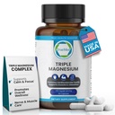 Triplo Magnésio Suplemento, 235mg, Malato de Dimagnésio, Citrato, Quelato de Lisinato, 60 Cápsulas, Suporta o Sono, Relaxamento muscular, Saúde óssea e cardíaca, Energia & Função Nerve, EUA Made