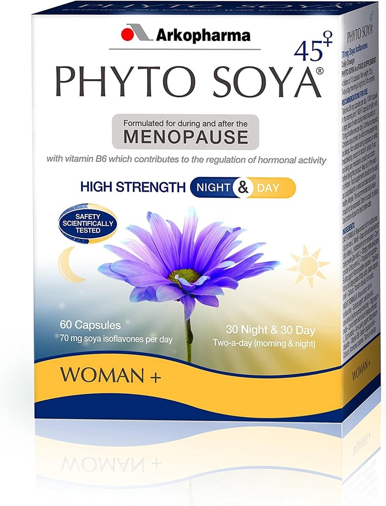 Arkopharma Phyto Soya Noite e dia, 30 cápsulas de dia e 30 cápsulas de noite