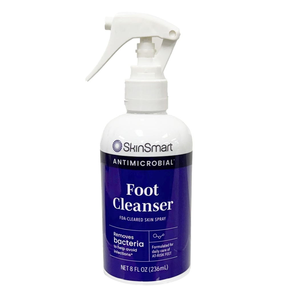 SkinSmart Daily Foot Cleanser para Pés No Risk, remove bactérias para ajudar a evitar infecções, 8 onça Spray