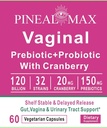 Prebiótico vaginal + Probiótico com cranberry, 120 bilhões de UFC, 32 Strains, 150mg Prebióticos
