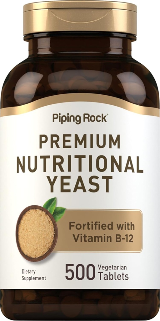 Piping Rock Comprimidos de Levedura Nutricional 500 comprimidos Fortificado com Complexo de Vitamina B12