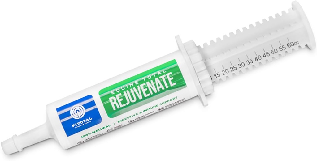 Equino Total Rejuvenescedor Equine Pasta Oral (60g Seringa Oral, Pacote de 1) Suporte Digestivo e Imune para Cavalos - Suplementos de Cavalos para Digesção- Absorve e Elimina Bactérias Patogênicas