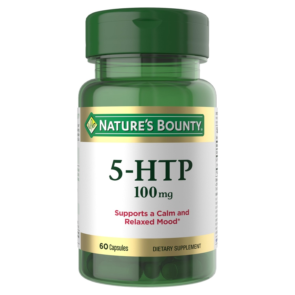 Recompensa da natureza 5-HTP comprimidos e suplemento dietético, Suporta um humor calmo e relaxado, 100mg, 60 cápsulas