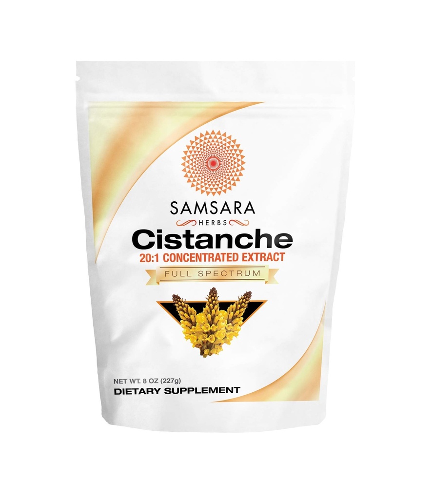 Samsara Herbs Cistanche Extrair Pó (8 onças) 20:1 Concentração - Made in the USA - 3rd Party Tested - Força, Vitalidade & Mood (Huge 2950mg Serving)