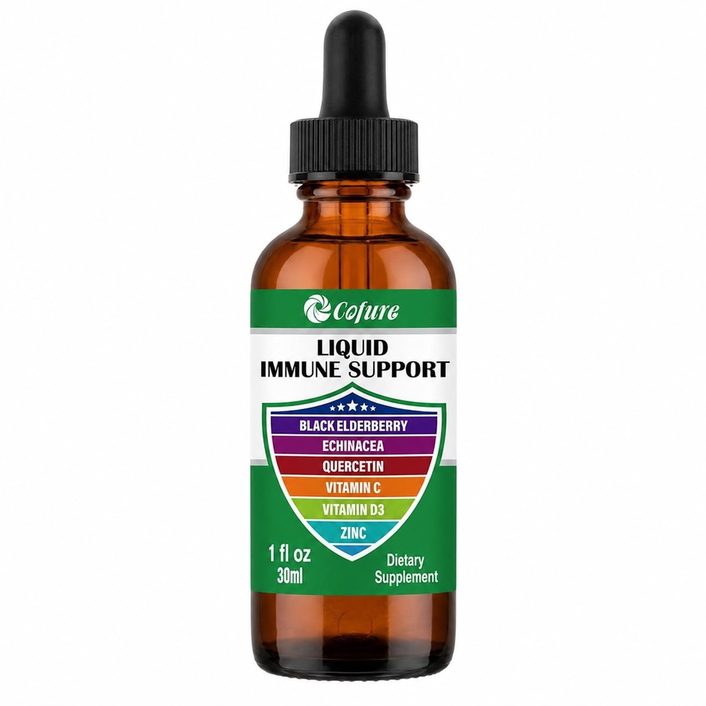 Zinco Quercetin Vitamina C D3 Imune Líquido Suporte com Echinacea Elderberry orgânico, Imune Defense Drops Suplemento para Adultos- Vegan, Não-GMO, Gluten Free - 1 Fl Oz