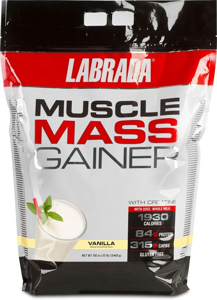 Labrada Nutrition Muscle Mass Gainer, Vanilla, 12 Libras