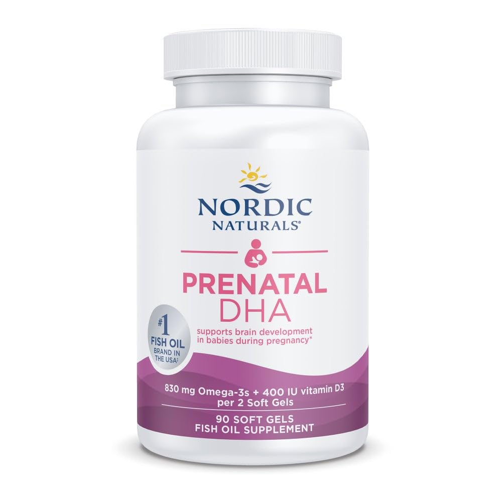 Naturals nórdicos DHA pré-natal, sem sabor - 90 géis macios - 830 mg Omega-3 + 400 UI Vitamina D3 - Suporta o desenvolvimento do cérebro em bebês durante a gravidez e aleitamento - Não-GMO - 45 serviços