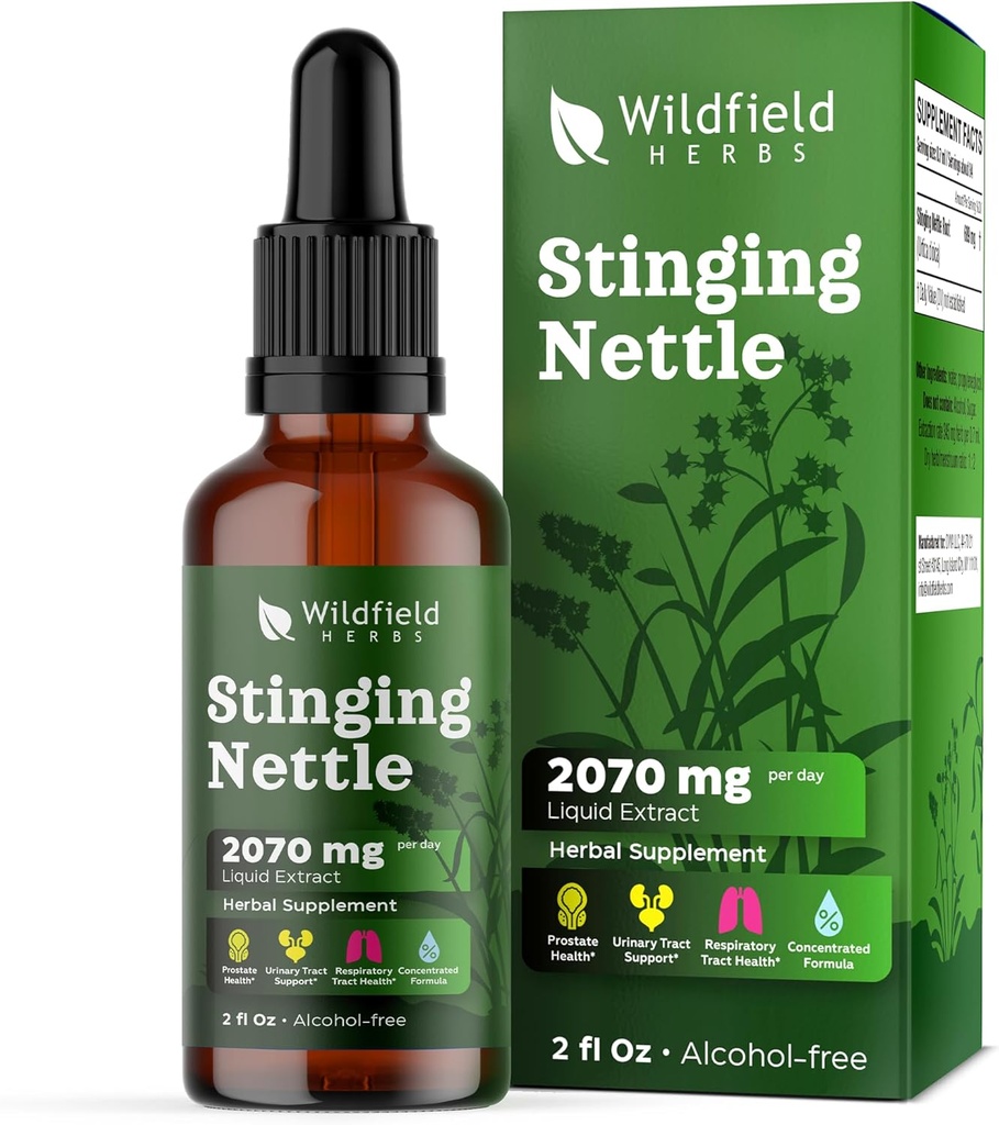 Stinging Nettle Root Extract Drops 2000mg (Urtica dioica L.) Herbal Supplement Absorvente Melhor do que Cápsulas, 1 Mês de Fornecimento, 84 Servings, Tintura livre de álcool - 2 Oz, Pacote de 1