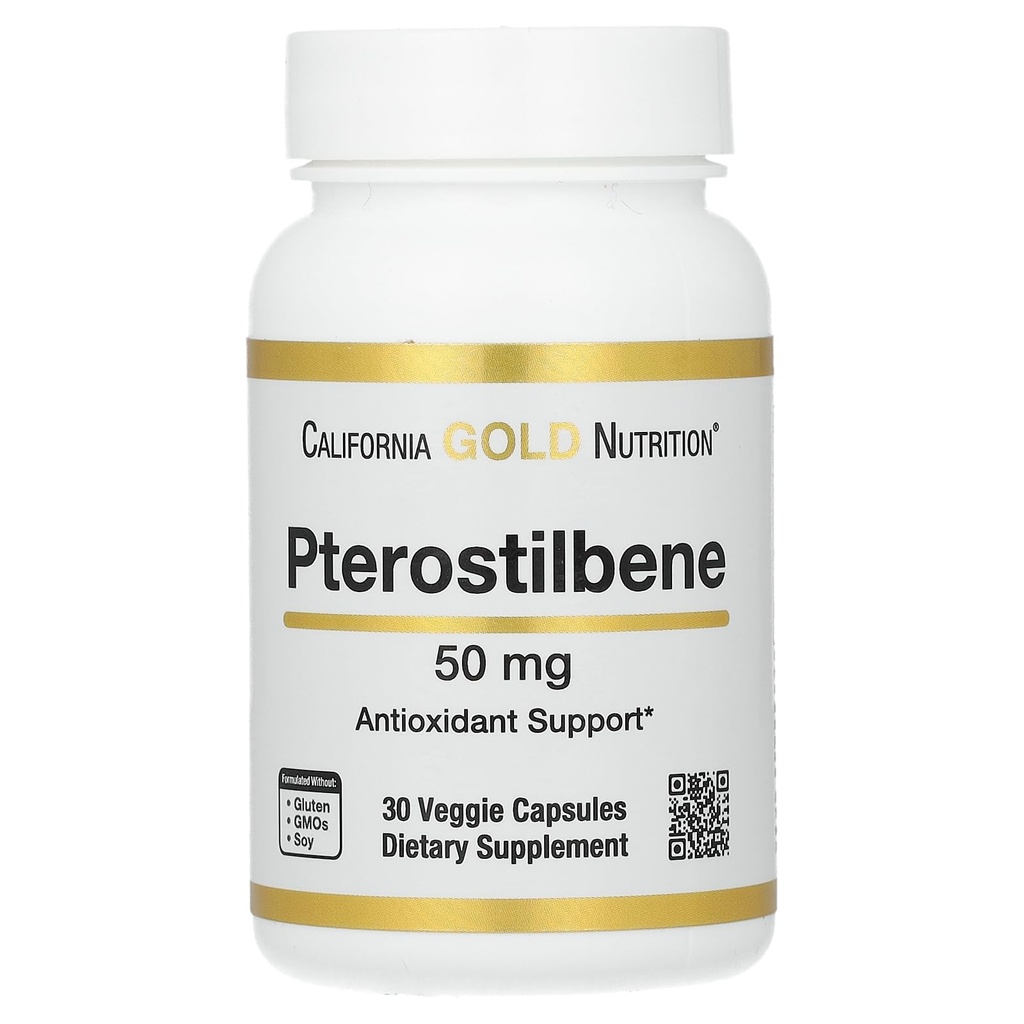 California Gold Nutrition Pterostilbene, 50 mg, 30 Cápsulas Veggie