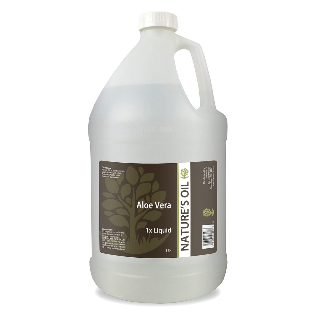 Óleo da natureza Aloe Vera Líquido 1x, 8lbs (1 Gallon) Puro Extrato de Aloe para cuidados com a pele, cuidados com o cabelo e DIY