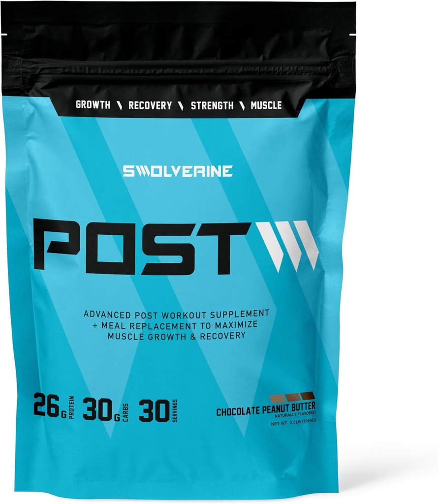 Swolverine Pós-treino e fórmula de construção muscular, isolado de proteína de ervilha, amido de ervilha Carb10, L-Glutamina, água de coco (chocolate manteiga de amendoim, 30 Servings)