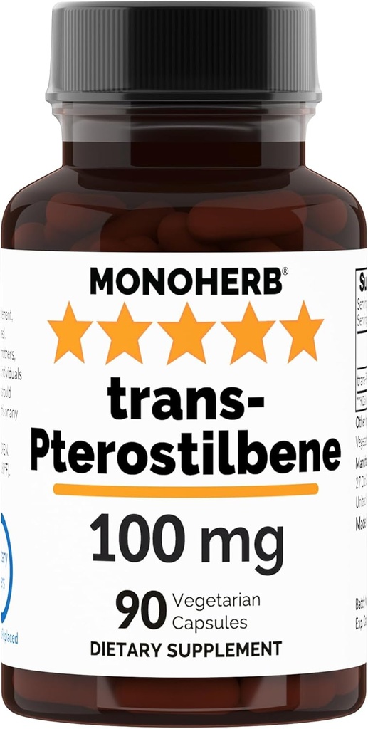 MONOHERB Trans- Pterostilbene 100 mg por cápsula - 90 Cápsulas Vegetarianas