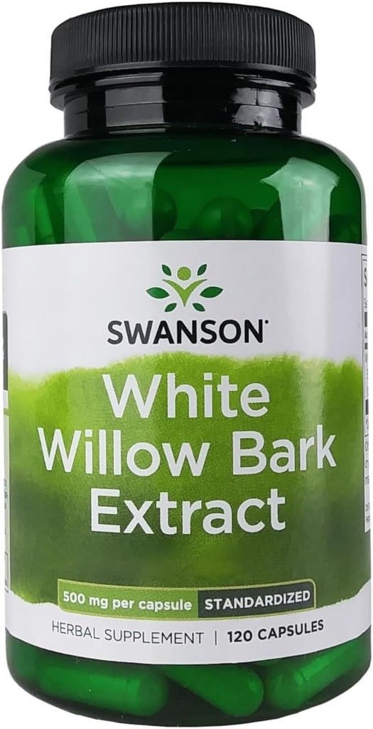 Swanson White Willow Bark Extract - Promove apoio conjunto e alívio muscular - padronizado a 15% Salicina - Suplemento natural sem irritação do estômago - (120 cápsulas, 500mg cada)