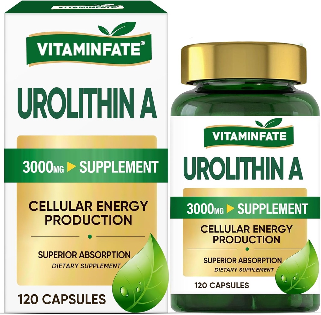 3000 MG Urolithin A Suplemento - 120 Cápsulas Suporta Antioxidante, Envelhecimento Saudável Melhorado, Mitocondrial, Reparação de Células para Homens e Mulheres