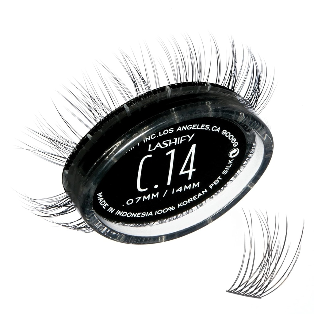 Lashify Curl 14mm Gossamer DIY Extensões de pestanas Refil, Preto, Fácil Cílios Falsos para um olhar natural