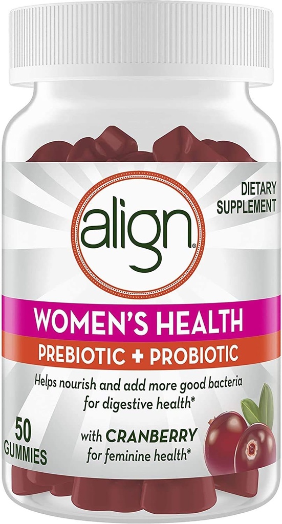 Alinhar Mulheres Prebiótico Probiótico Suplemento Gummies, Cranberry 50 Ct