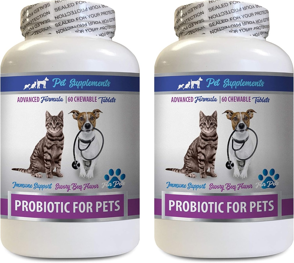 gato Maus Tratos de Respiração - PROBIÓTICOS para Animais de estimação - Gatos Cães - Mau Gás e Respiração - Advanced Imune Boost - Melhores probióticos para Gatos - 2 Garrafas (120 Doces)
