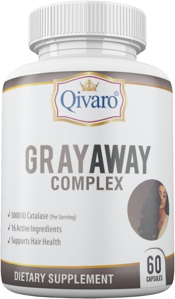 Gray Away Complex - Advanced Unisex Suplemento para Restauração Natural de Cor do Cabelo - Inverte Cinza para Homens e Mulheres - 60 Cápsulas