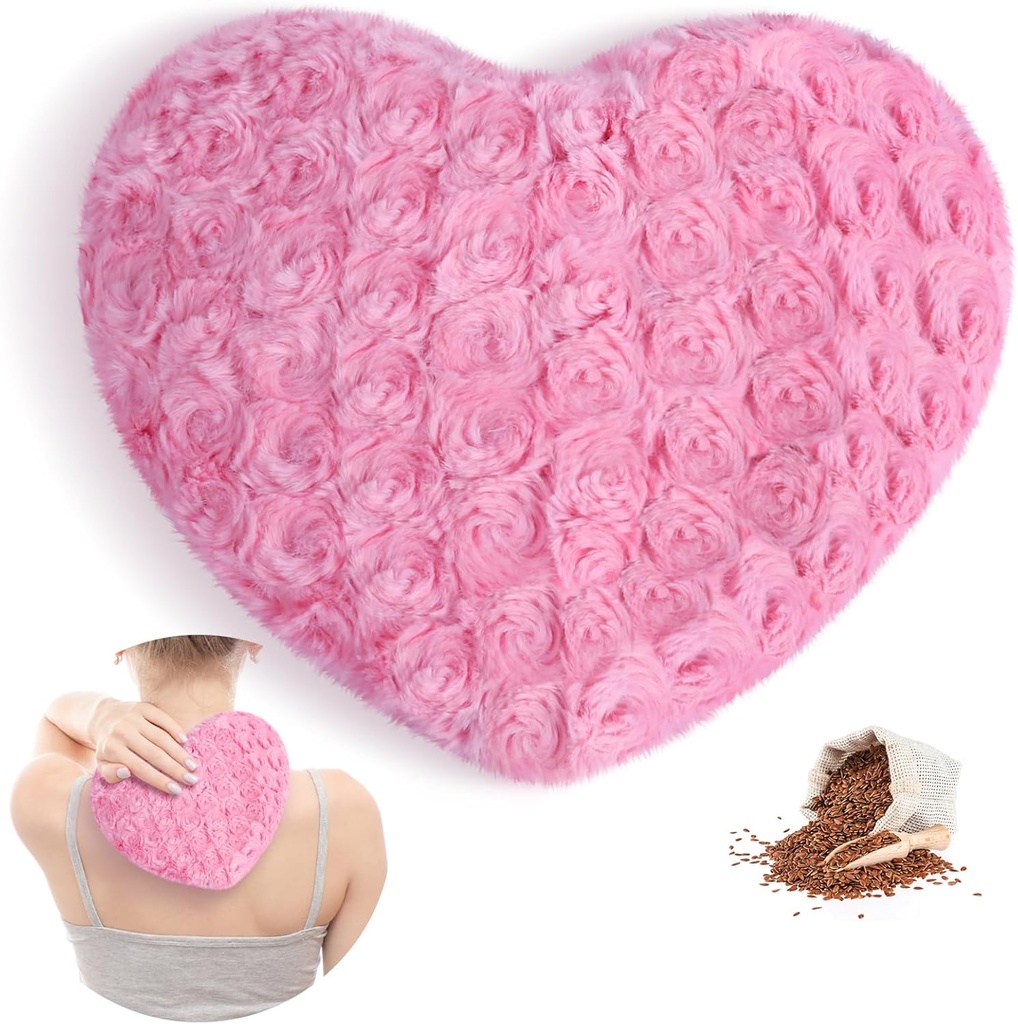 Almofada de aquecimento de micro-ondas Atsuwell, Almofada de calor quente quente multiuso, Almofada de calor Fluffy Microwavable para Cãibras, Juntas, Pescoço, Compressão de calor de umidade para acalmar a pressão muscular e relaxamento, Rosa