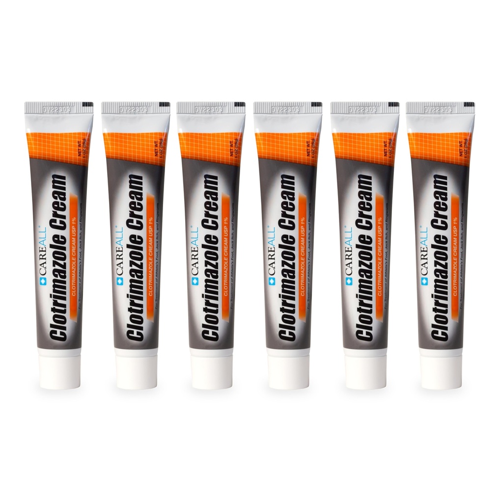 CareAll Clotrimazol Antifungal Creme 1% USP 1.0 oz. (6 Pack), Curas Mais Pé de Atleta, Jock Coceira e Ringworm, Apazigua e Alivia Coceira, Queimando e Cracking a partir destas condições