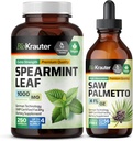 BIO KRAUTER Spearmint 250 Cápsulas e Serra Palmetto Tintura 4 Fl. Oz.