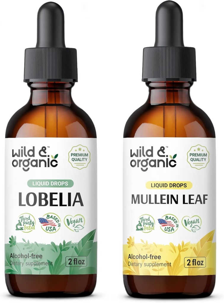 Selvagem e orgânica Lobelia Tintura 2 fl oz & Mullein Tintura2 fl oz