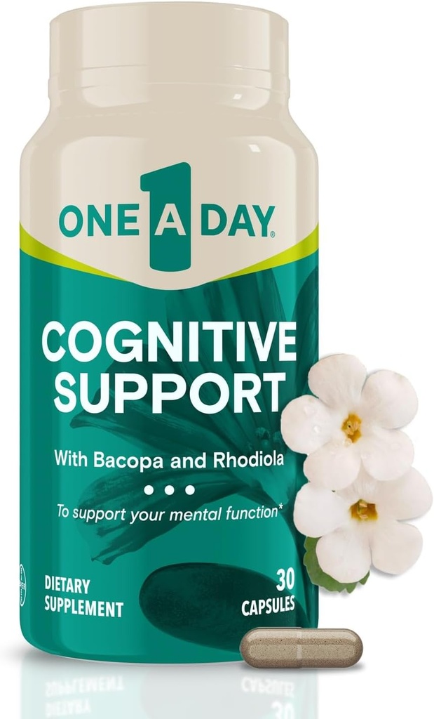 Um Suplemento Cognitivo de um dia – Suplemento do cérebro para apoiar o desempenho cognitivo para homens e mulheres com Bacopa. Também inclui Rhodiola, & Holy Basil, 30 Cápsulas (Packaging May Vary)