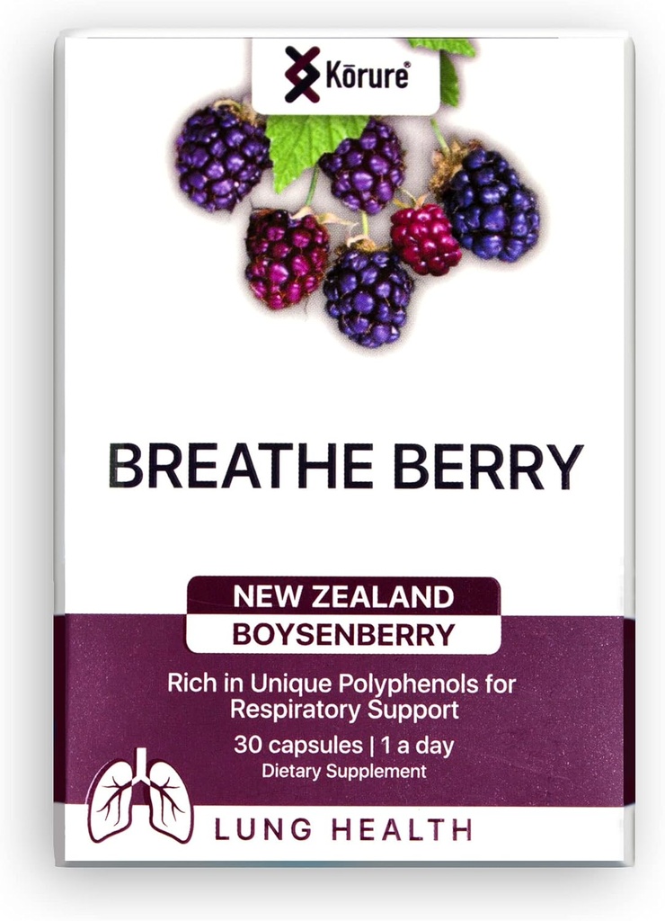 Respirar Berry Boysenberry Natural saudável Pulmões Suplemento, Suporta Congestão de Peito, Muco e Boosts Global bem-estar respiratório saudável Pulmões Suplemento