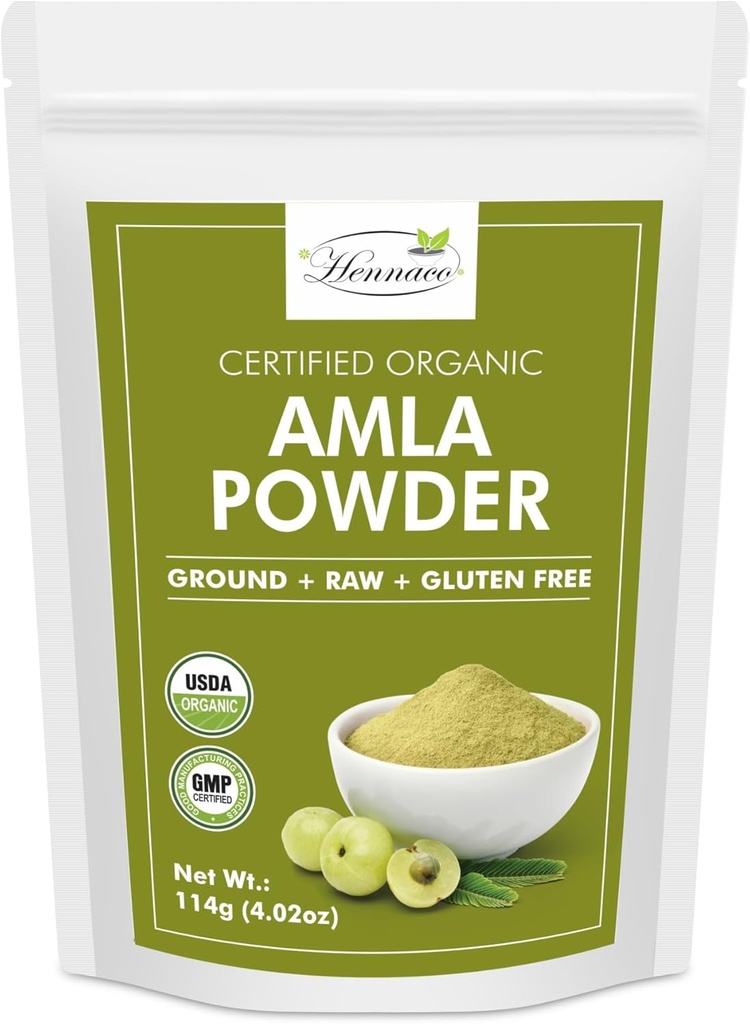 Hennaco Organic Amla Powder Amla Powder para cozinhar, smoothies e sucos