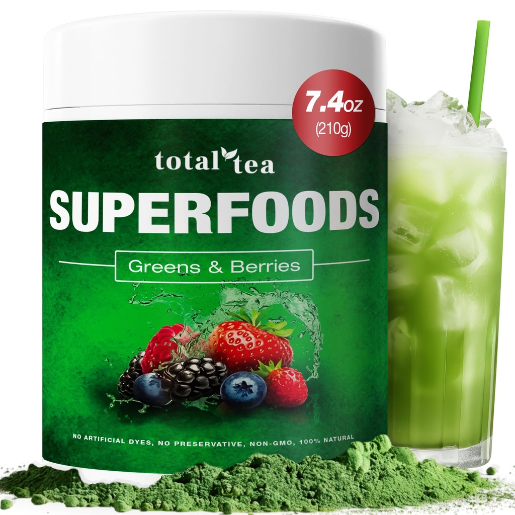 Total de pó de chá verde para energia e saúde digestiva com açafrão, Amla pó e vitamina C - 30 Servings
