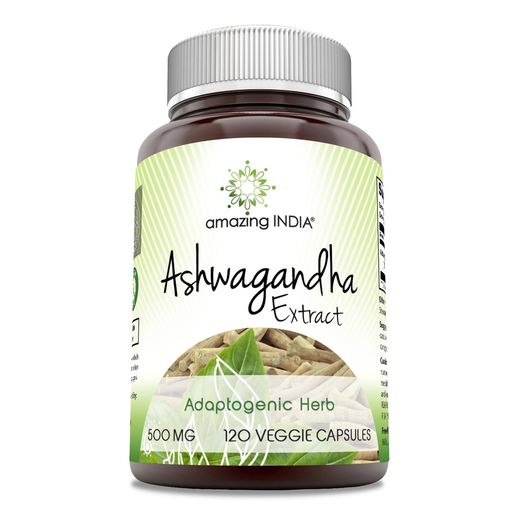 Incrivel Índia Ashwagandha 500 mg Veggie Cápsulas Suplemento □ Made with Natural Ashwagandha