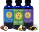 Óleos comestíveis all-Natural, 4 oz Conjunto de amostrador com puro C60 ESS60, suporte imunológico e suplemento de apoio conjunto com azeite de oliva, óleo de abacate e óleo de coco MCT, conjunto de 3, 4 oz