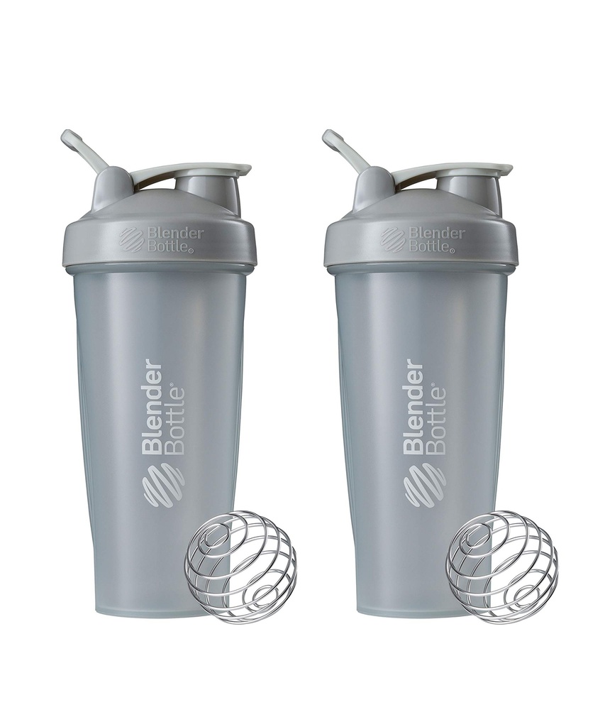 BlenderBottle garrafa de shaker clássico perfeito para batidos de proteína e pré-treino, 28-ounce (2 Pack), Pebble Grey