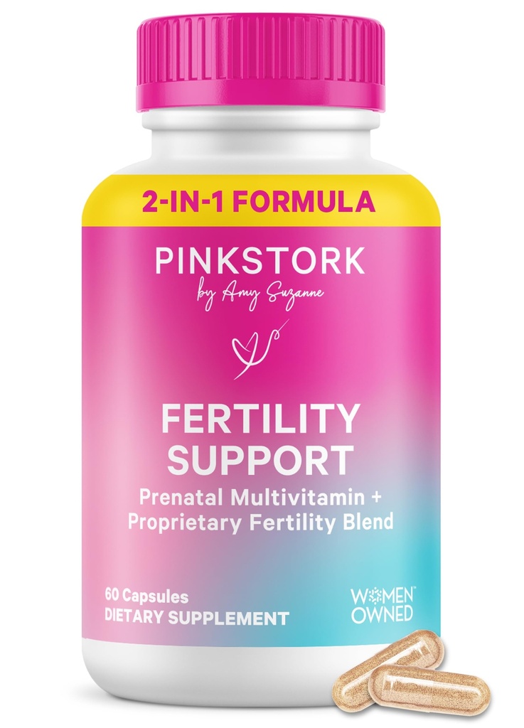 Rosa Cegonha Fertilidade Suplementos para Mulheres 2-em-1 Concepção Suporte com Inositol, Vitex e Vitaminas    , regularidade do ciclo, equilíbrio hormonal e bem-estar reprodutivo , 60 Cápsulas