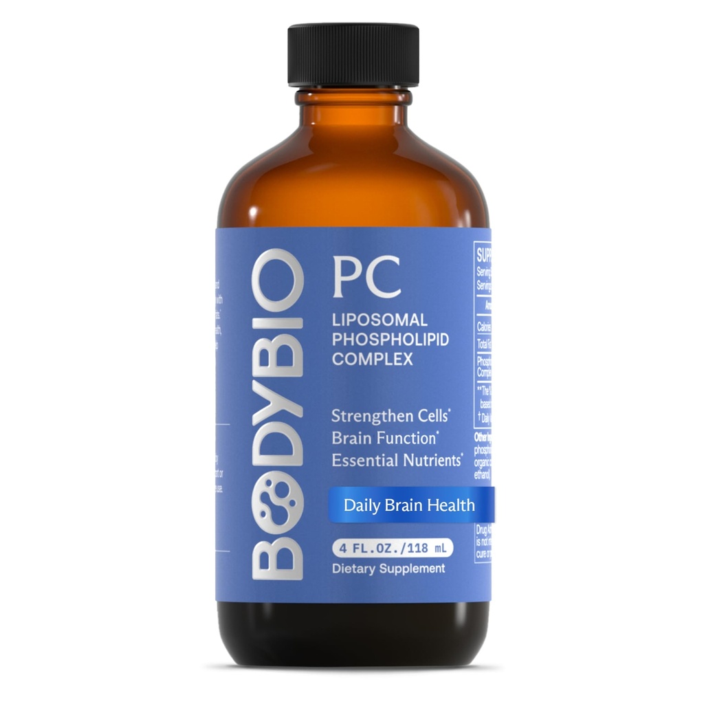 BodyBio PC - Fosfatidilcolina para a Saúde do Cérebro, Clareza Mental, Função Cognitiva, Reparação Celular e Envelhecimento Saudável, Suplemento Complexo Fosfolipídico para Detox Diário Gentil