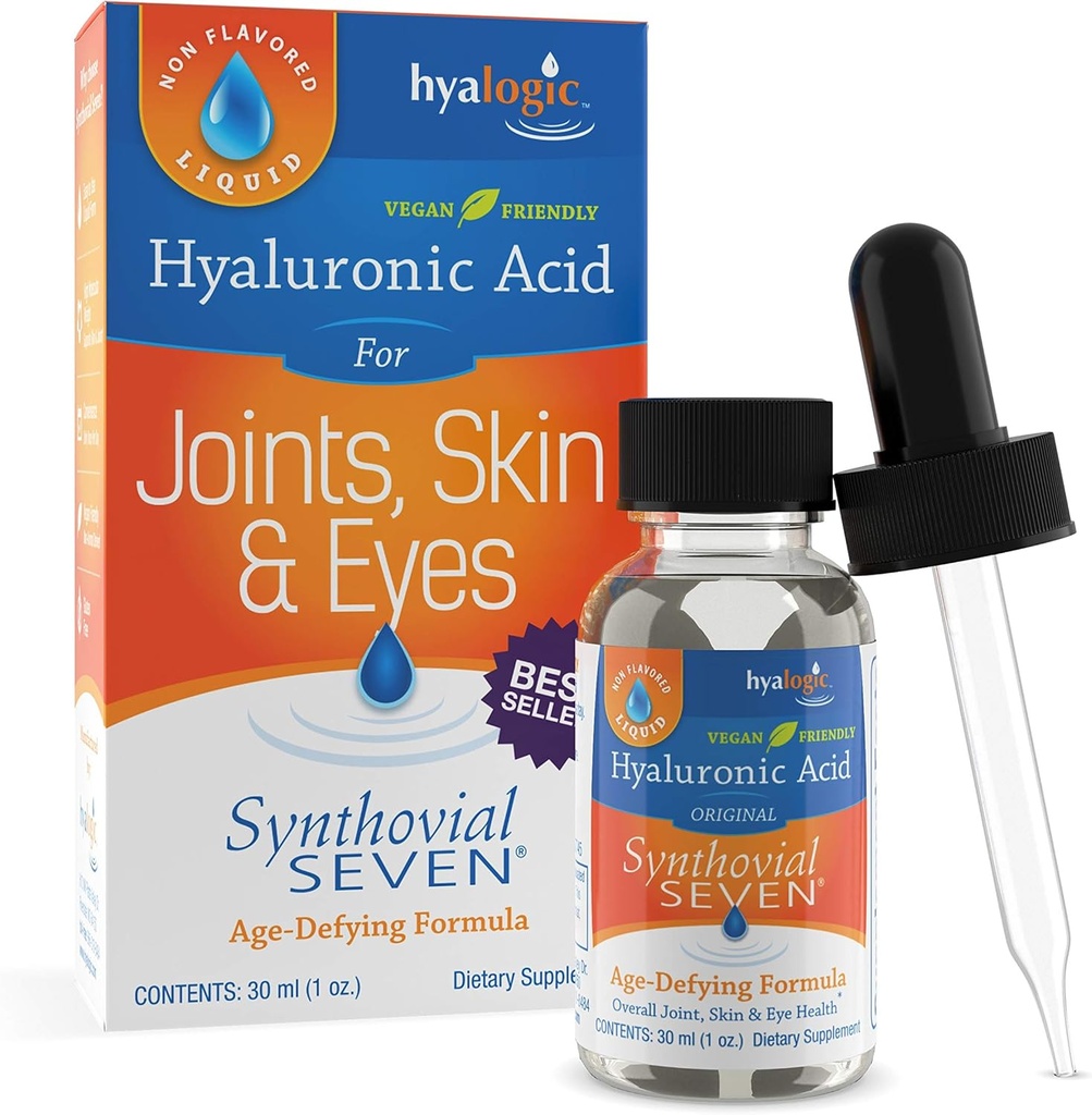 Hyalogic Synthovial Sete Líquido Ácido Hialurônico - Apoio Conjunto HA - Vegan - 1 oz