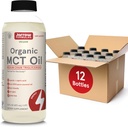 Jarrow Formulas Organic MCT Oil - 16 fl oz - Combustível Rápido para Cérebro e Músculos - Caprylic (C8) + Ácido Caprico (C10) - Ketogenic Diet Friendly Supplement - Unflavored (Pack of 12)