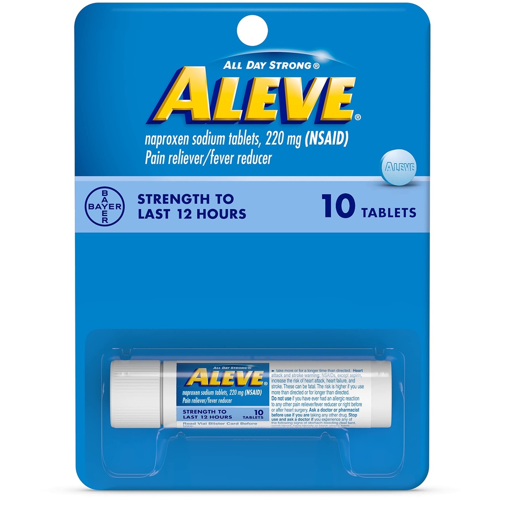 Aleve Comprimidos com Naproxeno Sódio 220mg AINES RelieverFever Reducer, 10 Count