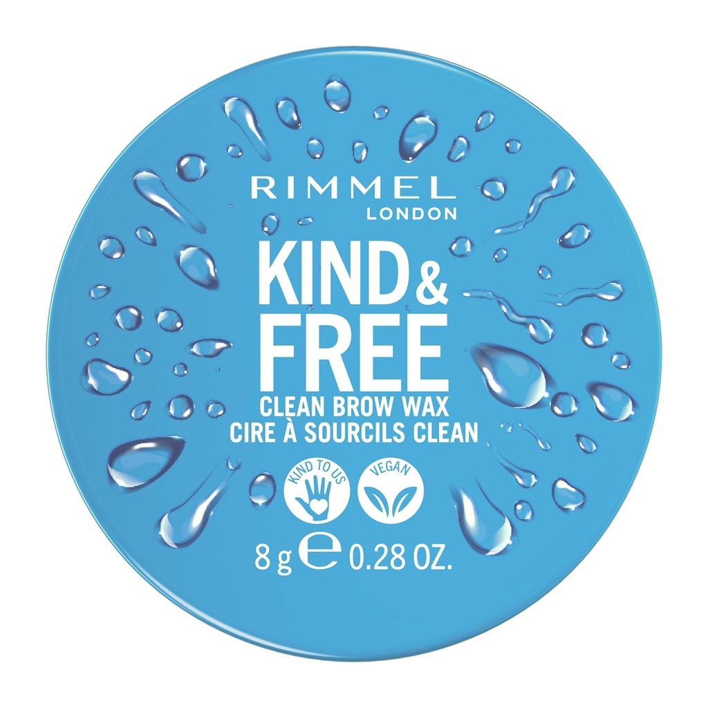 Rimmel London Kind & Free, Clear, Brow Wax, Fácil de Aplicar, Long-Lasting Hold, Sem Flaking, Sem Resíduos, Elevado Brows, 0.28 onças