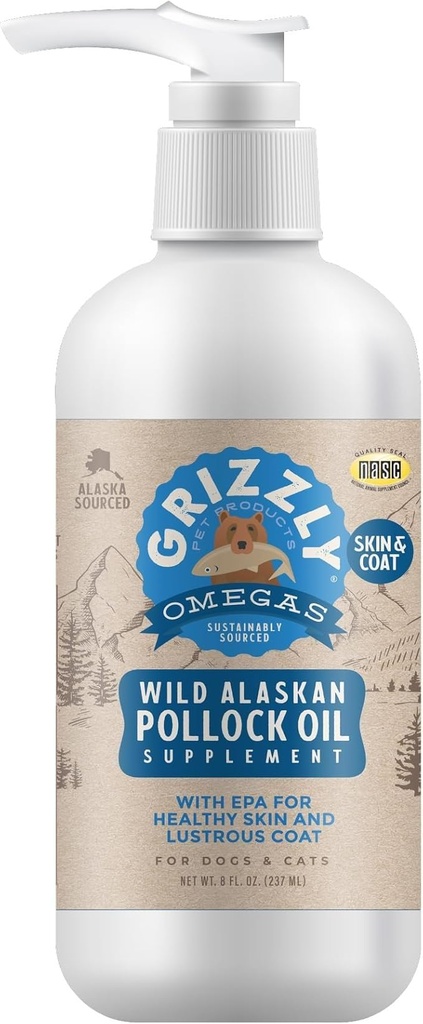 Grizzly Pet Produtos Pollock Oil Dog Food Supplement, 32 Ounce