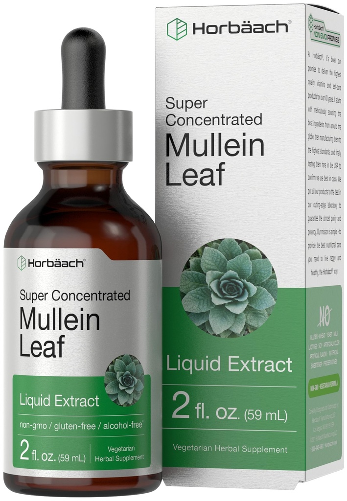 Horbäach Mullein Leaf Extract Drops (Tintura Líquida Livre de Álcool)