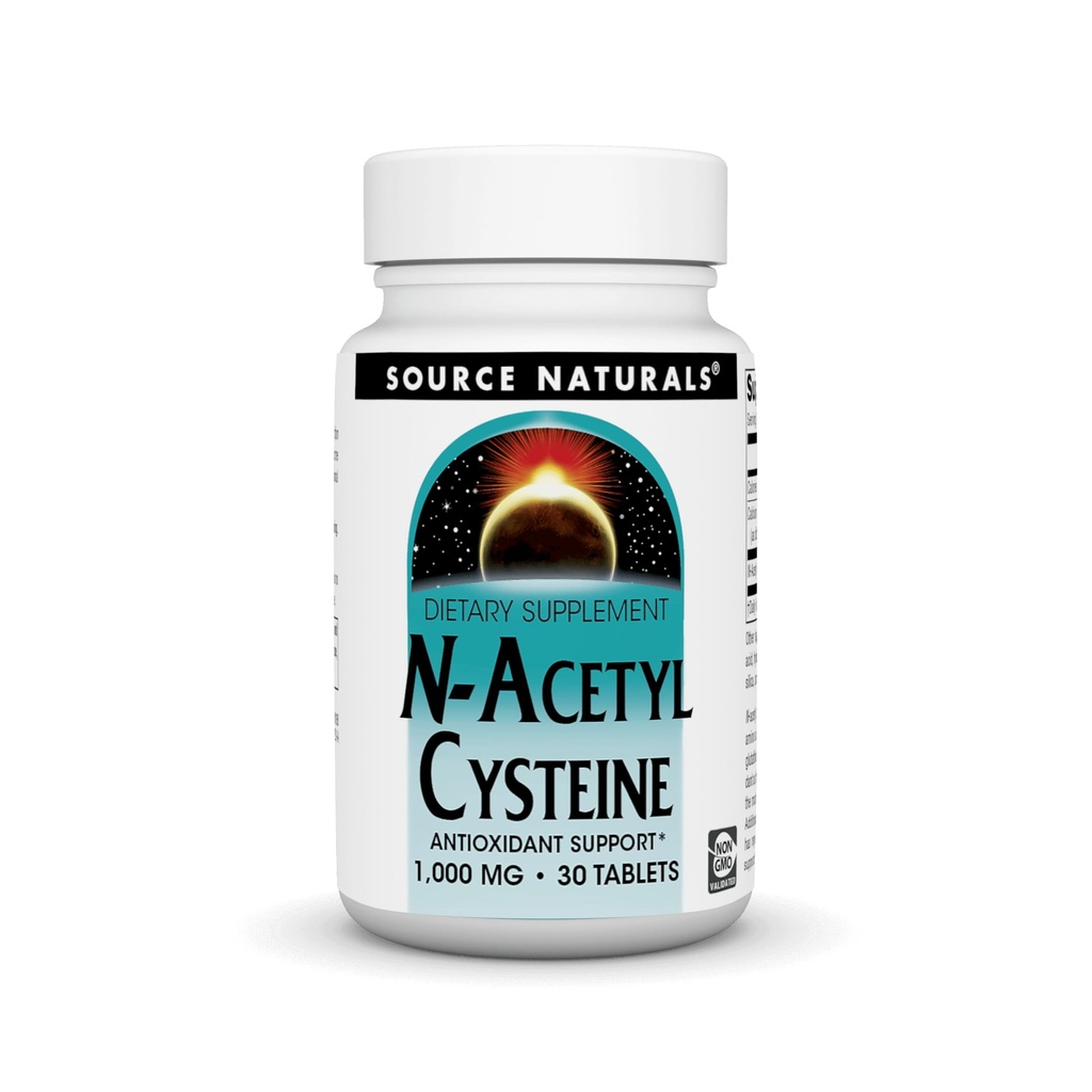 Fonte Naturals N-Acetil Cysteine Antioxidant Support 1000 mg Suplemento dietético que suporta a saúde respiratória* - 30 Comprimidos
