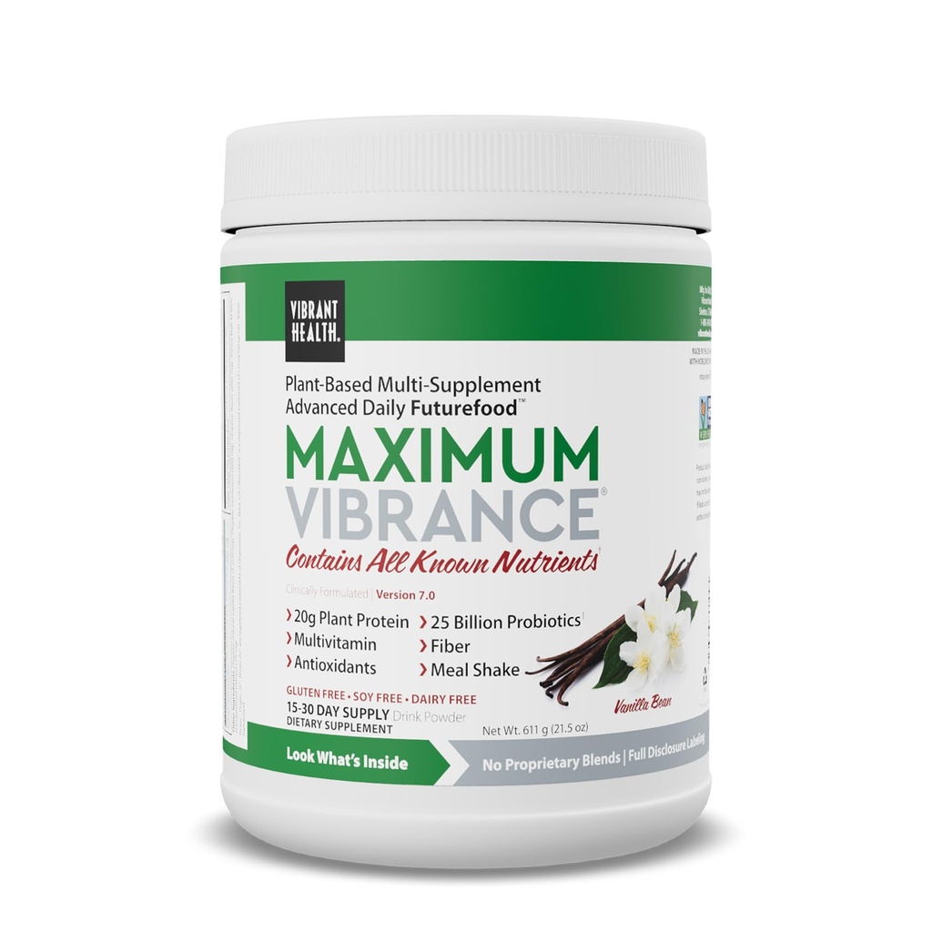 Saúde Vibrante, Vibrance máxima, Complete Vegan Refeição Shake com proteína baseada em plantas, Vanilla Bean, 15 Servings